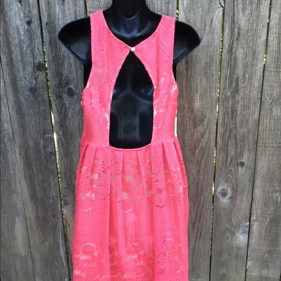 Free people coral lace dress - Picture 5 of 8